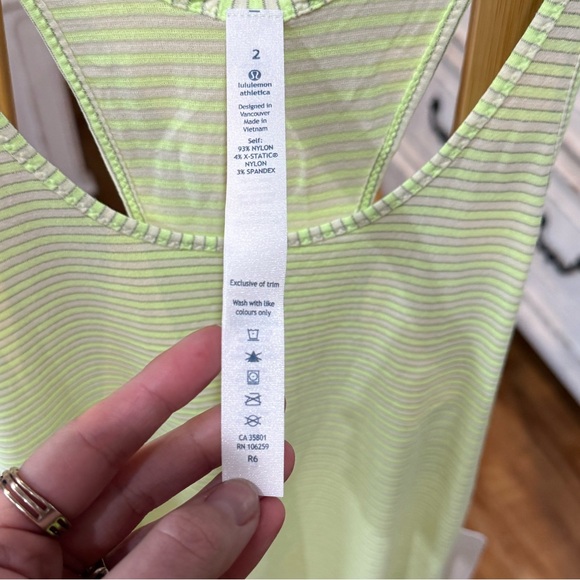 NWT Lululemon Yellow/Gray striped Tank Top, size 2 - Picture 5 of 7